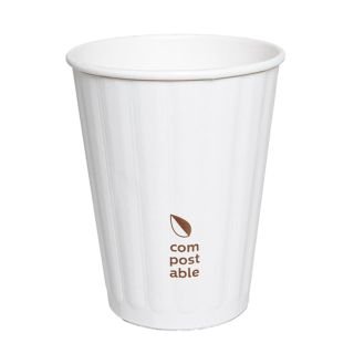 Glāzes v/l. papīra 360ml baltas 25gab PLASTIC FREE (vāks 275.28)