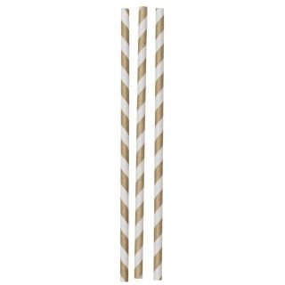 Paper straws ø6mm h-19.7cm 100 pcs striped gold