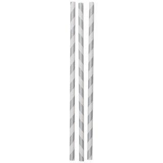 Paper straws ø6mm h-19.7cm 100 pcs striped silver