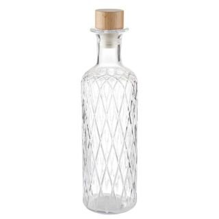 Pudele stikla DIAMOND 0.8L ø8cm h-28cm ar koka/silikona korķi