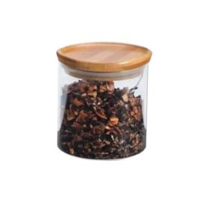 Trauks stikla ar bambusa vāku ø10 cm h-10 cm 550ml hermētisks brūns