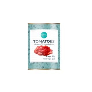 Tomāti mizoti, griezti tomātu sulā 400g/240g GEMOSS COLLECTION