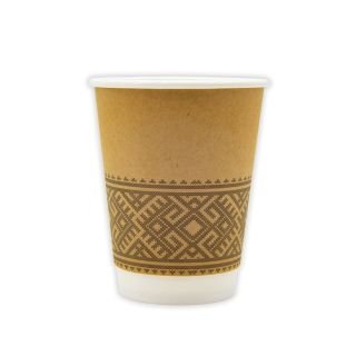 Glāzes v/l. papīra 350ml ORNAMENT ar dubulto sienu (vāki 90mm) 25gab.