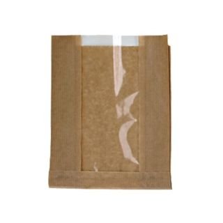 Maisiņi ar lodziņu 18+7x28cm papīra brūni 100gab