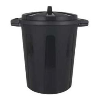 Atkritumu tvertne 100L PP ar vāku ø69cm h-57cm melna