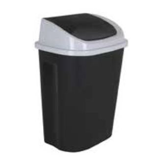 Atkritumu tvertne 25L PP ar vāku 34.5x24cm h-47cm melna VN