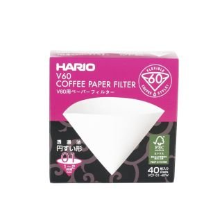 Hario V60-01 papīra filtri, 40 gab., (made in Japan)
