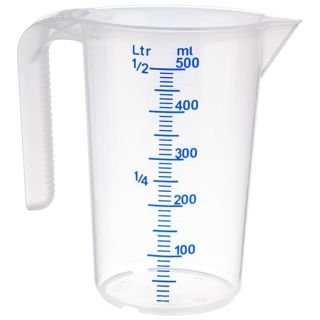 Mērkrūze 1L h-16.5cm ar iedaļām un atvērtu rokturi PP