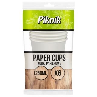 Glāzes v/l. papīra 250ml baltas 6gab