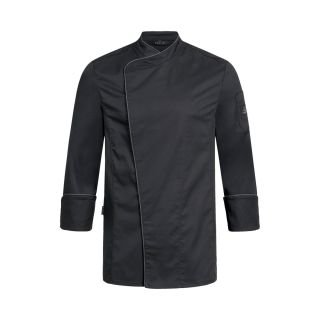 Mens Chef Jacket Black With Anthracite Piping Regular Fit XL
