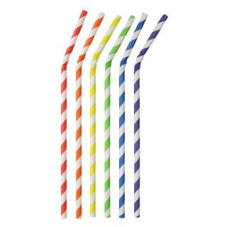 Flexible paper straws ø6mm h-24cm 100 pcs STRIPES