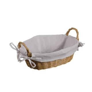 Groziņš plm. ovāls ar rokturiem un tekstila oderi 30x21x9cm brūns