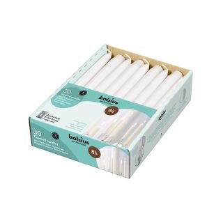 Sveces konusveida h-25cm ø2.4cm 30gab baltas 8h