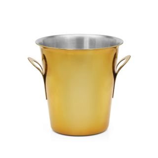 Vīna/šampanieša dzesējamais trauks ø21cm h-20cm, zelta, ar rokturiem