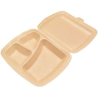 Ēdienu kārbas ar 3-iedaļām CREAM XPP 125gab.v/l. 20,65x24,1 h-6,9cm
