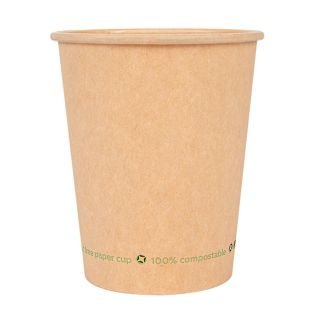 Glāzes v/l. papīra 240ml brūnas 50gab PLASTIC FREE (vāki 80 mm)