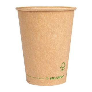 Glāzes v/l. papīra 360ml brūnas 50gab PLASTIC FREE (vāki 90 mm)