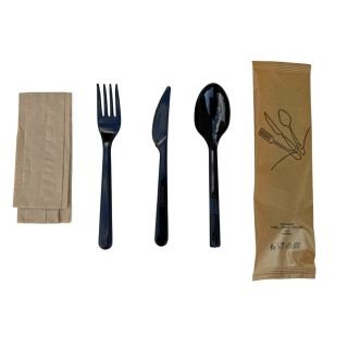 Galda pied. komplekts (karote,dakša,nazis,salvete) PS melns 18cm 50gab GASTROFUL