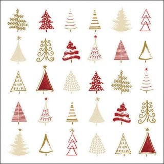 Salvetes 33cm 3-k. 20gb CHRISTMAS TREE DOODLES RED