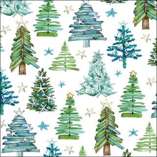 Salvetes 33cm 3-k. 20gb TREE PATTERN GREEN