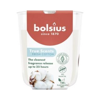 Svece arom. stikla trauc. h-8cm ø7.3cm 25h FRESH COTTON