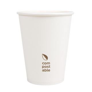 Glāzes v/l. papīra 360ml baltas 50gab COMPOSTABLE (vāki 90 mm)